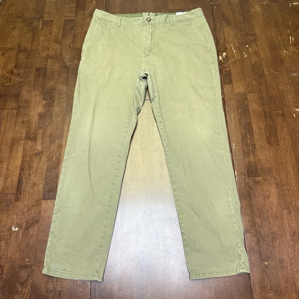 Mott and Bow The Twill Chino Charles Olive Green Pants Mens 35X30 Office Trouser
